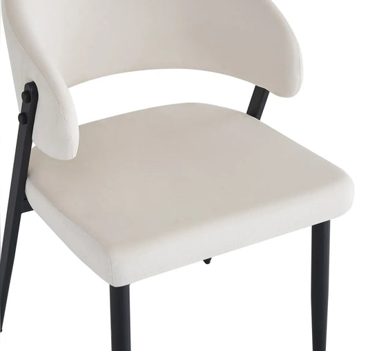 CHAISE LAMIA MÉTAL NOIR VELOURS BEIGE