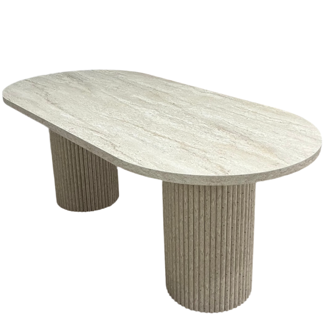 TABLE À MANGER SONIA OVALE EFFET TRAVERTIN