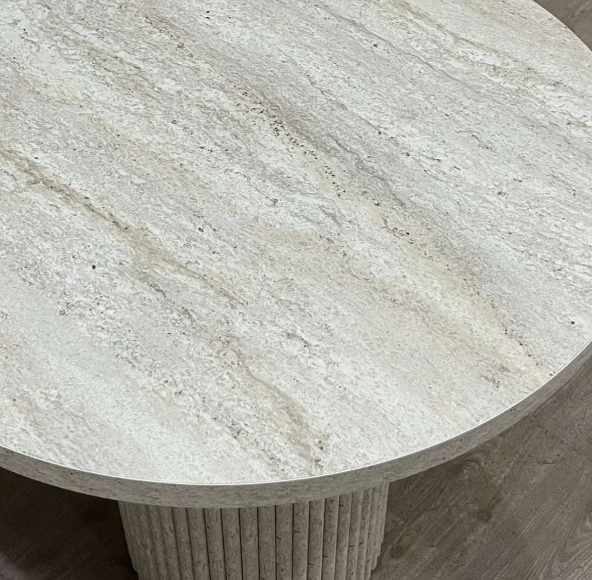 TABLE À MANGER SONIA OVALE EFFET TRAVERTIN