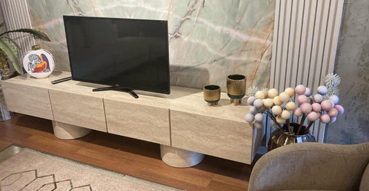 Meuble TV effet travertin