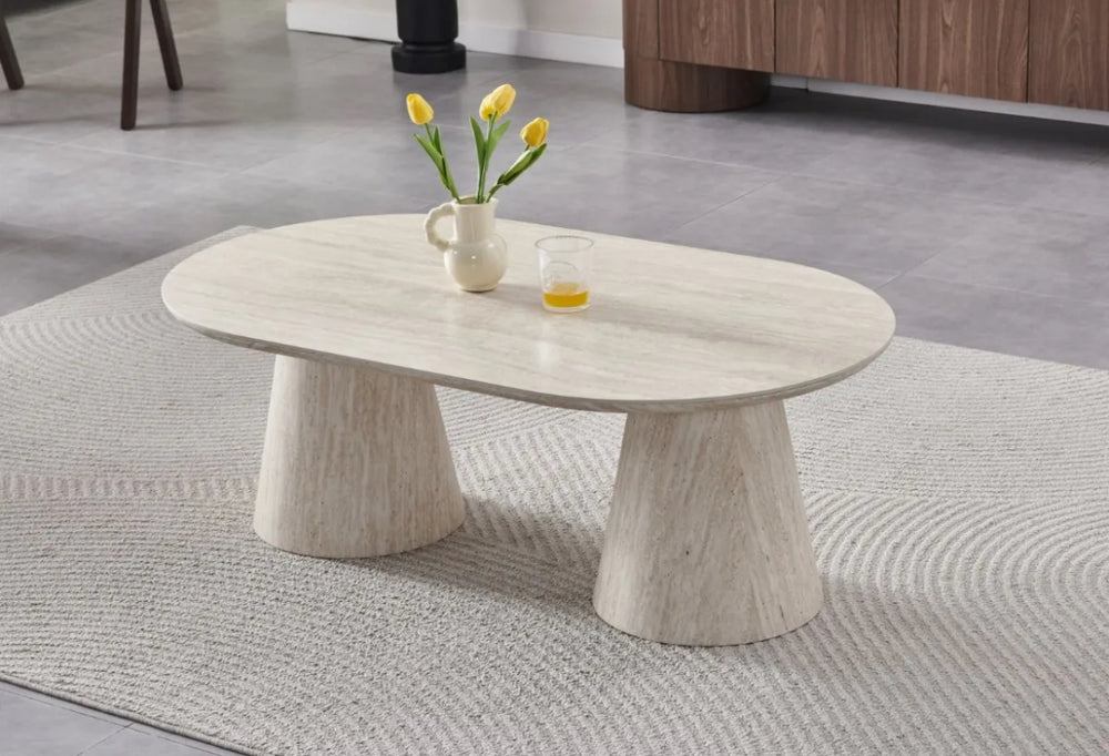 Table basse ICONIC effet travertin
