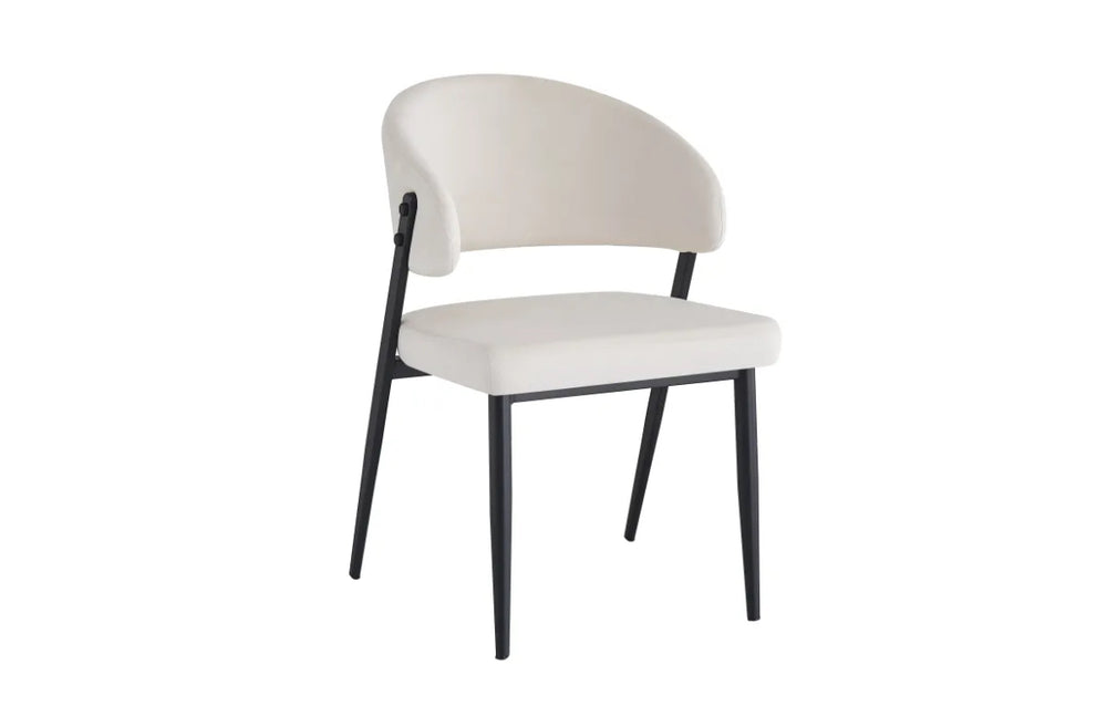 CHAISE LAMIA MÉTAL NOIR VELOURS BEIGE