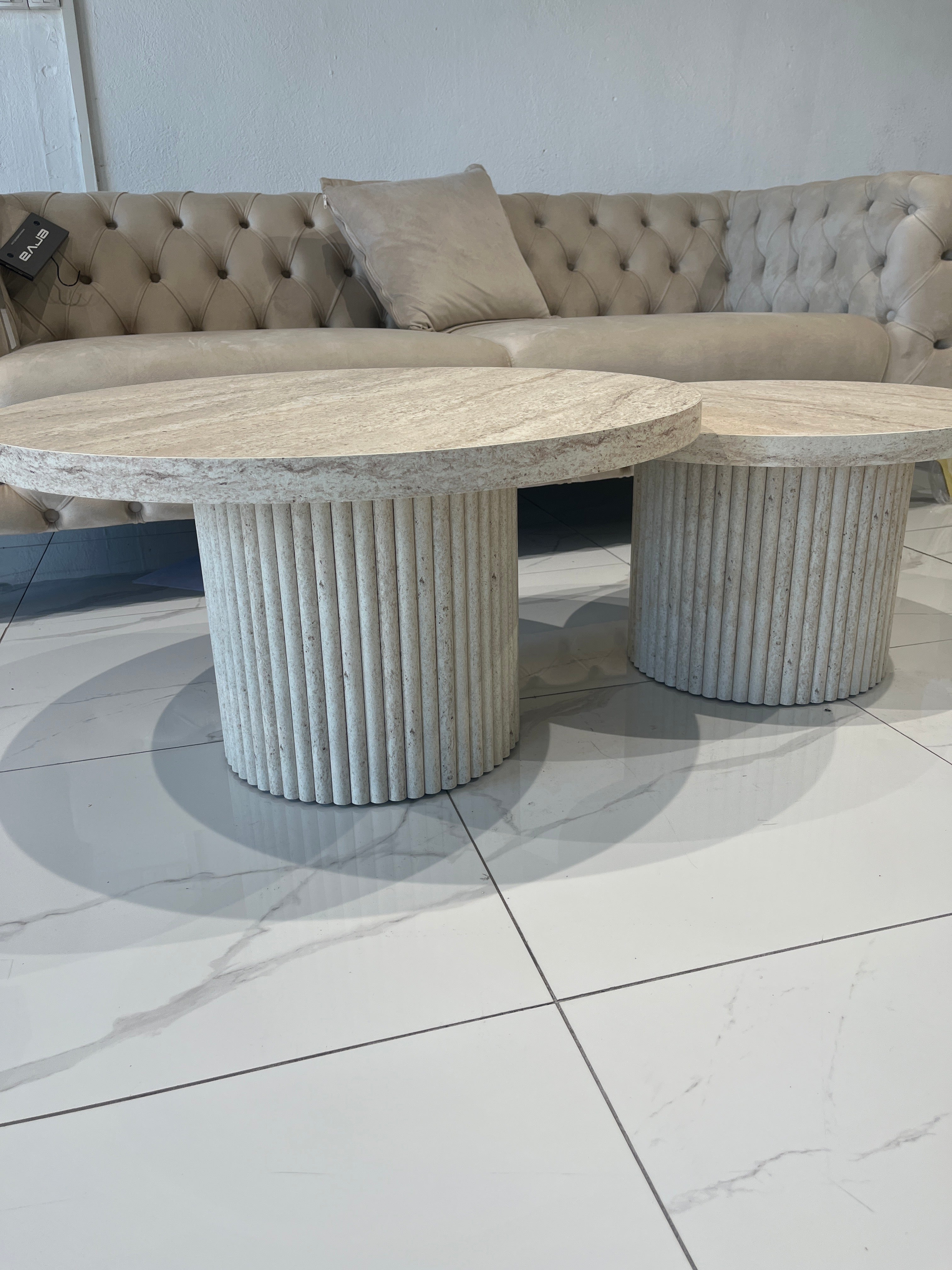 TABLE BASSE CALYPSO TRAVERTIN LOT de 2