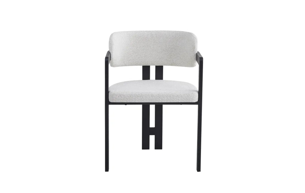 CHAISE BRITA MÉTAL NOIR CHINÉ BLANC