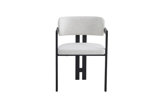 CHAISE BRITA MÉTAL NOIR CHINÉ BLANC