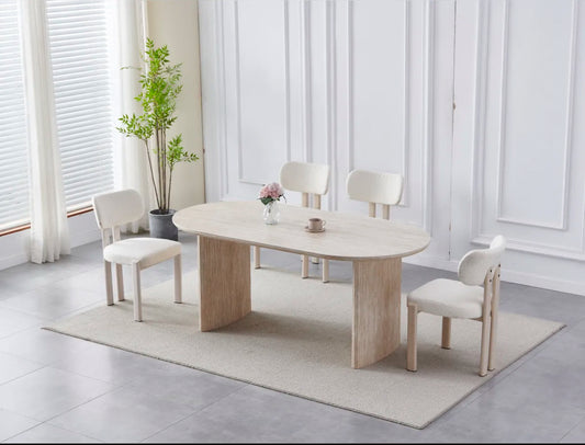 TABLE À MANGER JOSÉPHINE EFFET TRAVERTIN