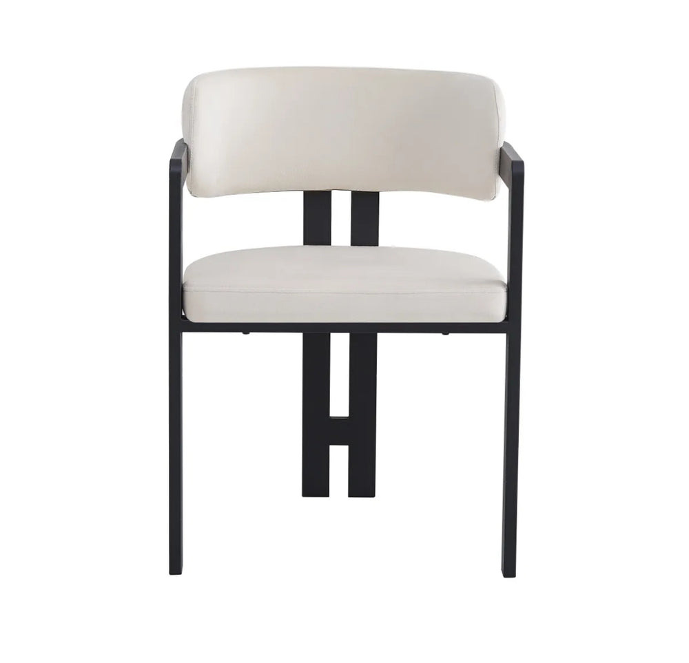 CHAISE BRITA MÉTAL NOIR VELOURS BEIGE