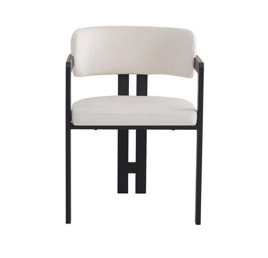 CHAISE BRITA MÉTAL NOIR VELOURS BEIGE