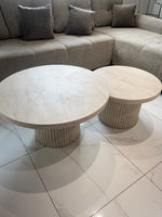 TABLE BASSE GIGOGNE EFFET TRAVERTIN LOT de 2