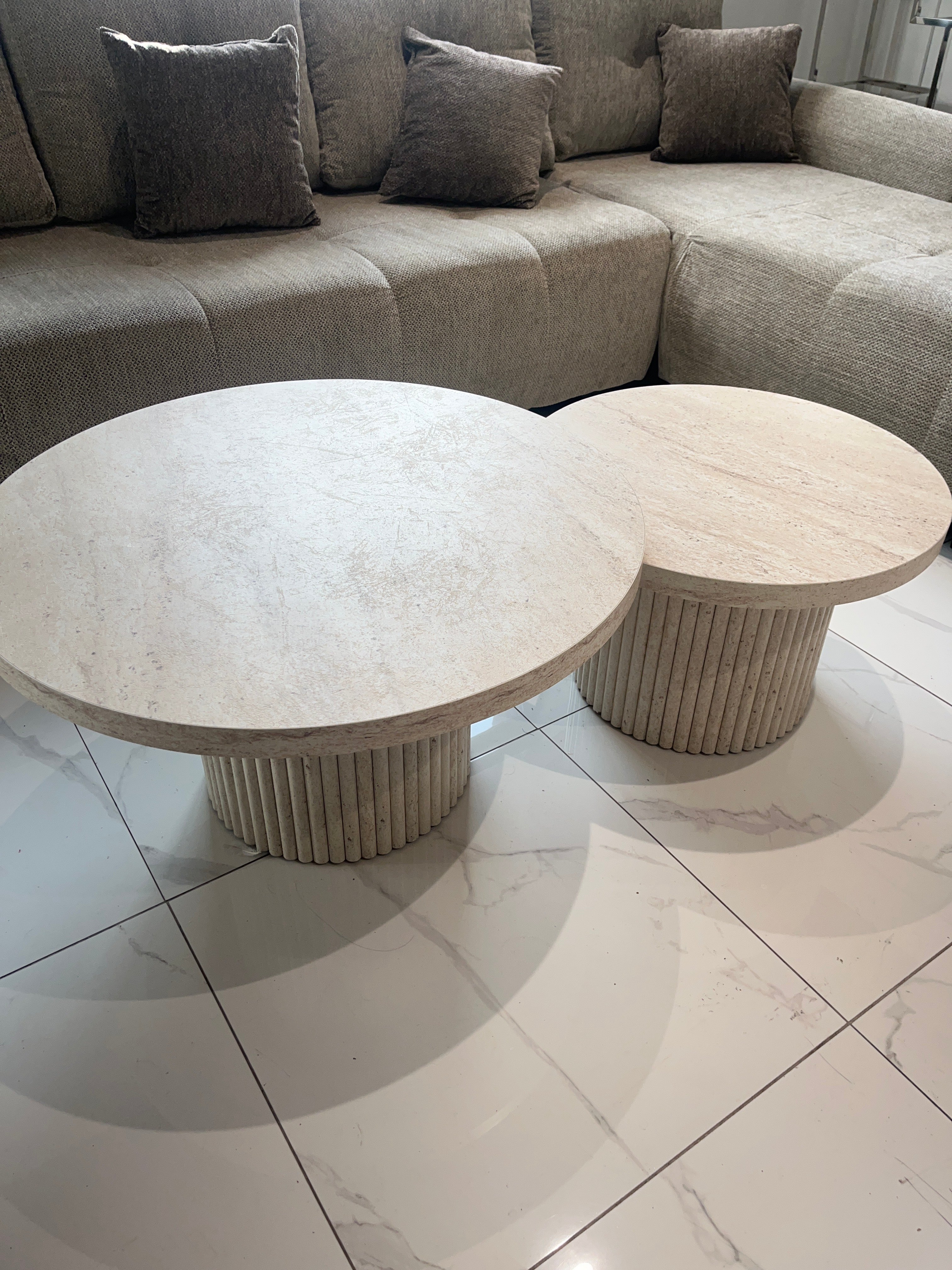 TABLE BASSE CALYPSO TRAVERTIN LOT de 2