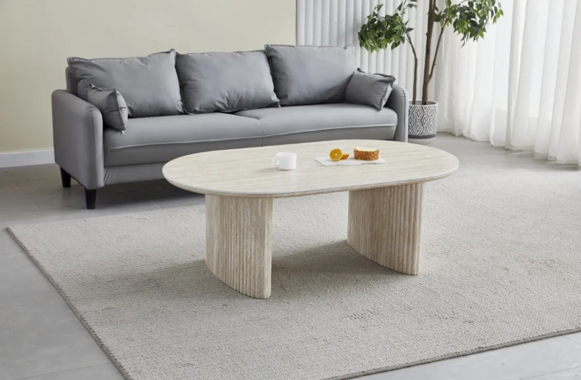 TABLE BASSE JOSÉPHINE EFFET TRAVERTIN