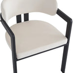 CHAISE BRITA MÉTAL NOIR VELOURS BEIGE