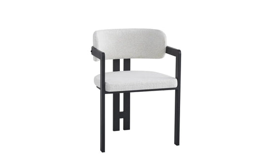CHAISE BRITA MÉTAL NOIR CHINÉ BLANC