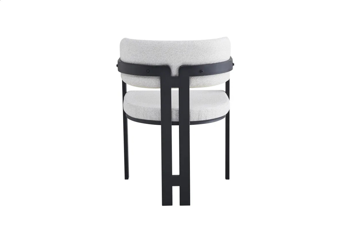 CHAISE BRITA MÉTAL NOIR CHINÉ BLANC