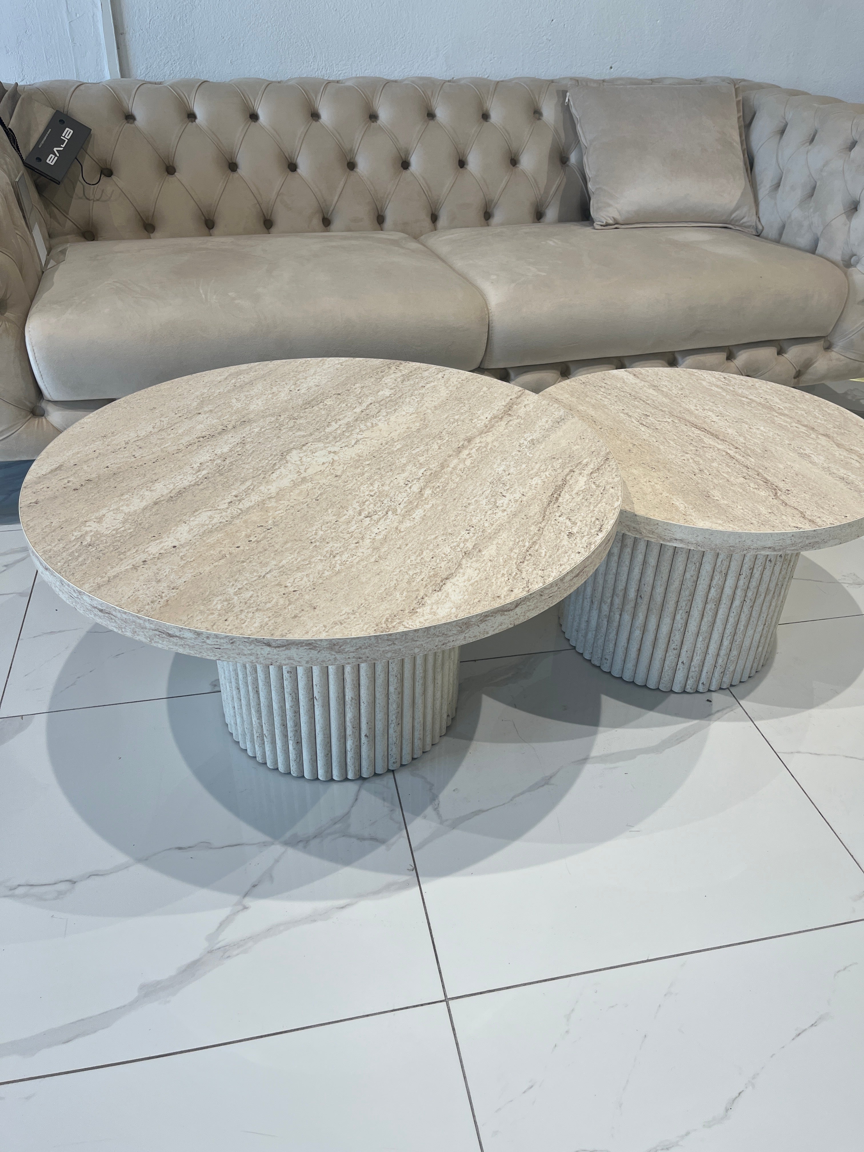 TABLE BASSE CALYPSO TRAVERTIN LOT de 2