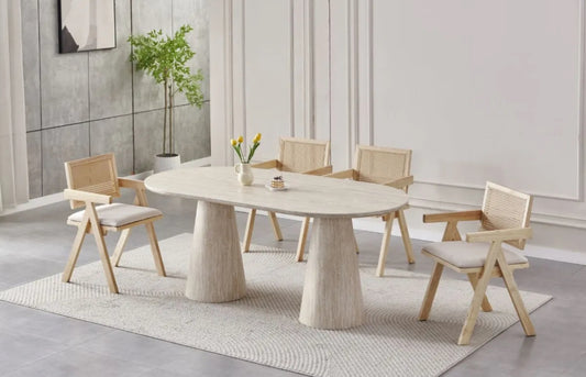 Table à manger iconic effet travertin