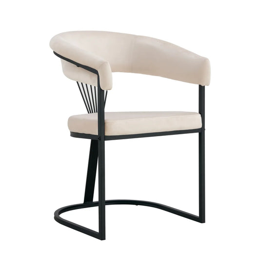 CHAISE ROMÉO BEIGE MÉTAL NOIR