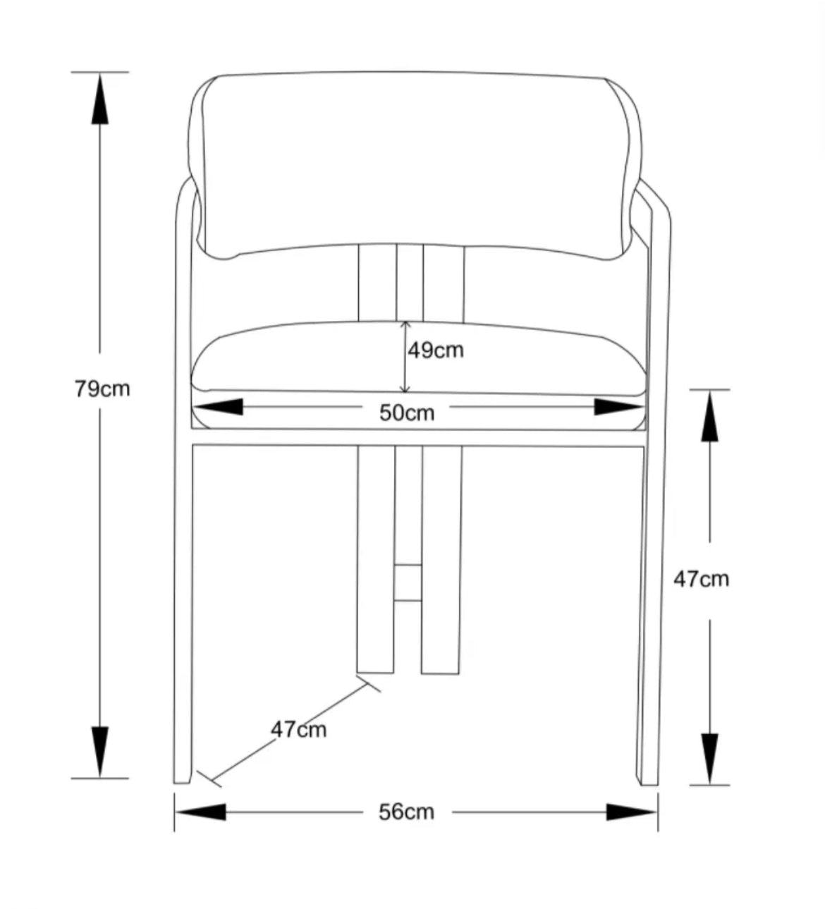 CHAISE BRITA MÉTAL NOIR CHINÉ BLANC