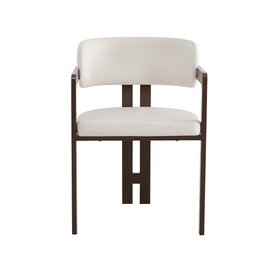 CHAISE BRITA MÉTAL EFFET NOYER VELOUR BEIGE