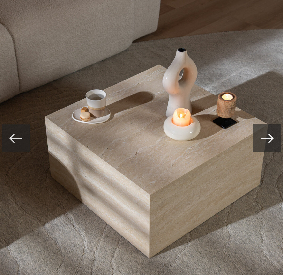 Table basse cube effet Travertin